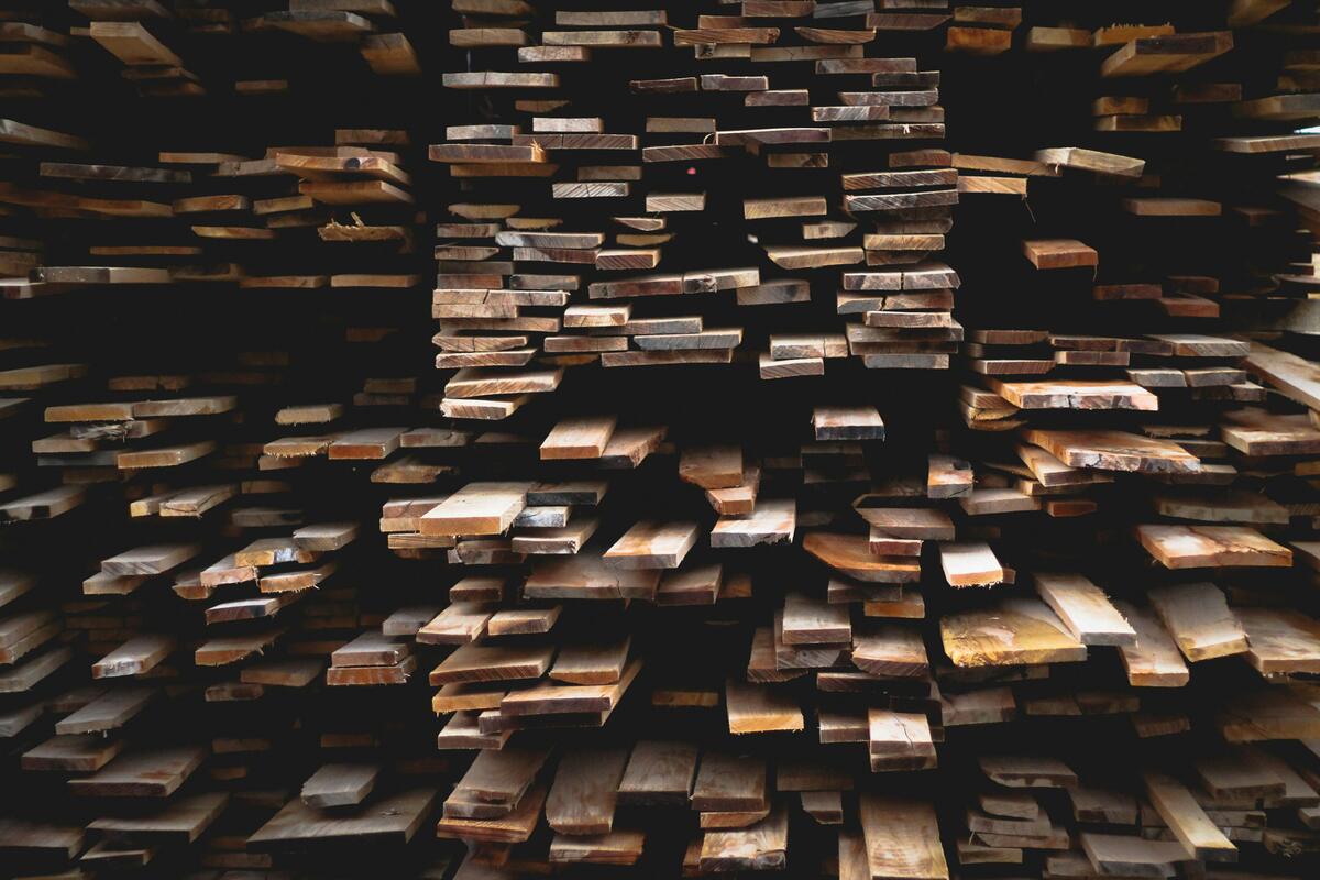 Stacked wood planks